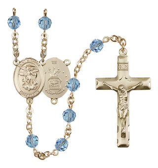 14kt Gold Filled 6mm Saint Michael / Air Force Rosary