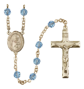14 Karat Gold-Filled 6mm Austrian Crystal San Juan de la Cruz Rosary in Aqua