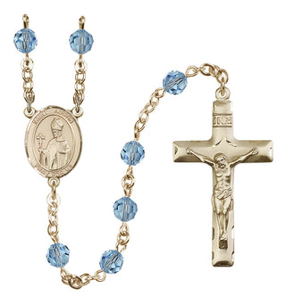 14 Karat Gold-Filled 6mm Austrian Crystal Saint Austin Rosary in Aqua