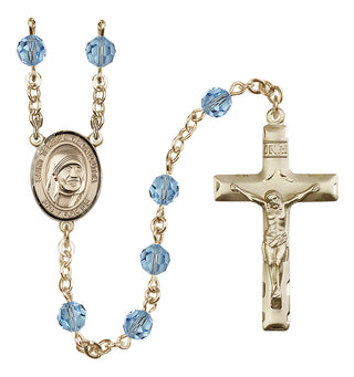 14 Karat Gold-Filled 6mm Austrian Crystal Saint Teresa of Calcutta Rosary in Aqua