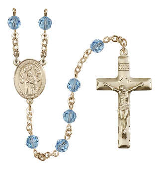14 Karat Gold-Filled 6mm Austrian Crystal Saint Felicity Rosary in Aqua