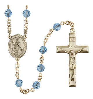 14 Karat Gold-Filled 6mm Austrian Crystal Our Lady of Assumption Rosary in Aqua