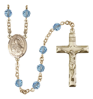 14 Karat Gold-Filled 6mm Austrian Crystal Saint Daria Rosary in Aqua