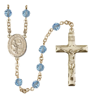 14 Karat Gold-Filled 6mm Austrian Crystal Saint Claude de la Colombiere Rosary in Aqua