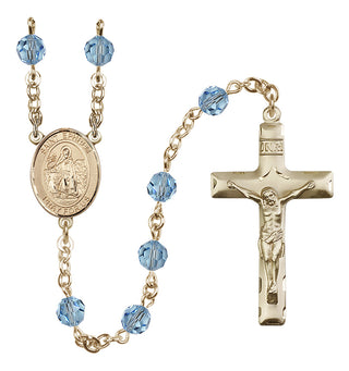 14 Karat Gold-Filled 6mm Austrian Crystal Saint Ephrem Rosary in Aqua