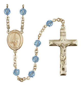 14 Karat Gold-Filled 6mm Austrian Crystal Saint Emma Uffing Rosary in Aqua