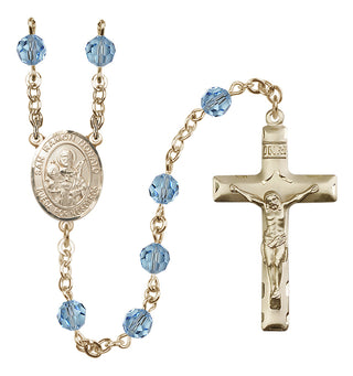 14 Karat Gold 6mm Austrian Crystal San Ramon Nonato Rosary in Aqua