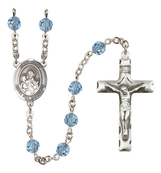 Sterling Silver 6mm Austrian Crystal San Jose Rosary in Aqua