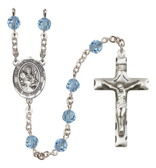 Sterling Silver 6mm Austrian Crystal San Ramon Nonato Rosary in Aqua