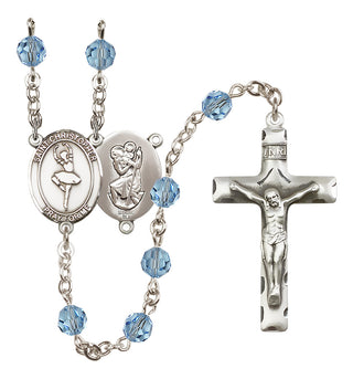 Sterling Silver 6mm Saint Christopher/Dance  Engraved Catholic Rosaries
