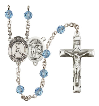 Sterling Silver 6mm Saint Sebastian/Baseball Rosary