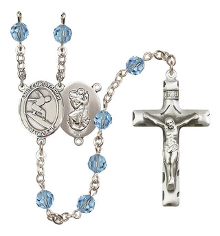 Sterling Silver 6mm Saint Christopher/Surfing Rosary