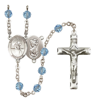 Sterling Silver 6mm Saint Christopher/Water Polo Men Rosary