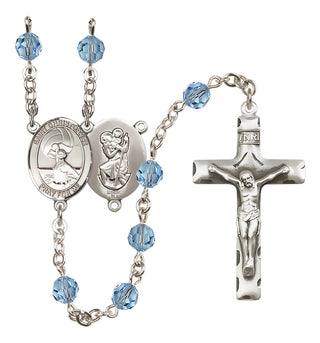 Sterling Silver 6mm Saint Christopher/Water Polo Women Rosary