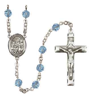 Sterling Silver 6mm Austrian Crystal Saint Germaine Cousin Rosary in Aqua