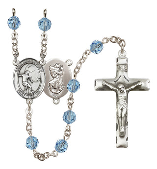 Sterling Silver 6mm Saint Christopher/Soccer Rosary