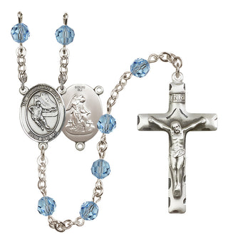 Sterling Silver 6mm Guardian Angel/Hockey Rosary