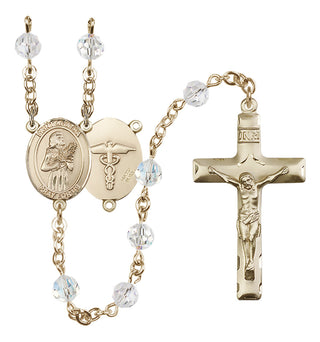 14 Karat Gold-Filled 6mm Austrian Crystal Saint Agatha / Nurse Rosary in Crystal