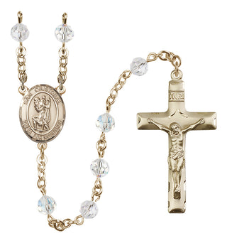 14 Karat Gold-Filled 6mm Austrian Crystal San Cristobal Rosary in Crystal