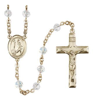 14 Karat Gold-Filled 6mm Austrian Crystal Saint Dominic de Guzman Rosary in Crystal