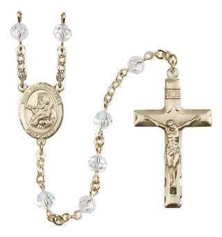 14 Karat Gold-Filled 6mm Austrian Crystal Saint Francis Xavier Rosary in Crystal