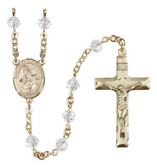 14 Karat Gold-Filled 6mm Austrian Crystal Saint Gabriel the Archangel Rosary in Crystal