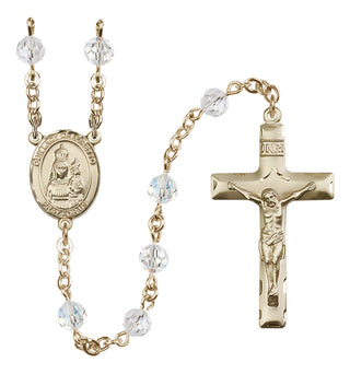 14 Karat Gold-Filled 6mm Austrian Crystal Our Lady of Loretto Rosary in Crystal