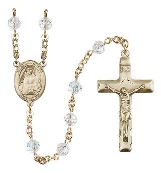 14 Karat Gold-Filled 6mm Austrian Crystal Saint Edith Stein Rosary in Crystal