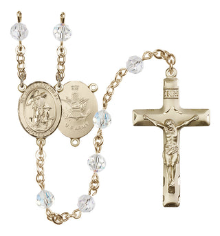 14 Karat Gold-Filled 6mm Austrian Crystal Guardian Angel / Army Rosary in Crystal