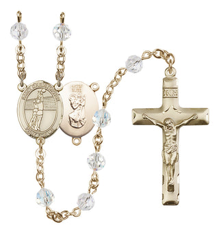 14 Karat Gold-Filled 6mm Austrian Crystal Saint Christopher/Volleyball Rosary in Crystal