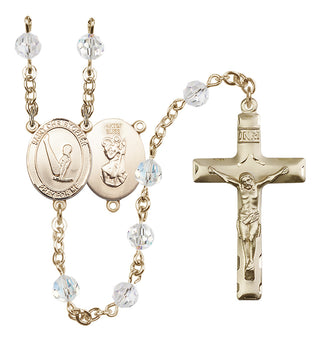 14 Karat Gold-Filled 6mm Austrian Crystal Saint Christopher/Gymnastics Rosary in Crystal