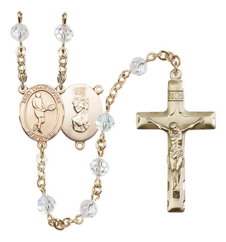 14 Karat Gold-Filled 6mm Austrian Crystal Saint Christopher/Tennis Rosary in Crystal
