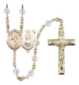 14 Karat Gold-Filled 6mm Austrian Crystal Saint Christopher/Martial Arts Rosary in Crystal