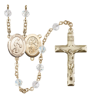 14 Karat Gold-Filled 6mm Austrian Crystal Saint Sebastian/Basketball Rosary in Crystal