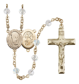 14 Karat Gold-Filled 6mm Austrian Crystal Saint Sebastian/Gymnastics Rosary in Crystal