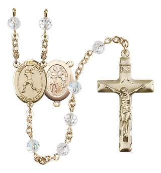 14 Karat Gold-Filled 6mm Austrian Crystal Saint Sebastian / Softball Rosary in Crystal