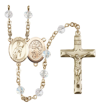14 Karat Gold-Filled 6mm Austrian Crystal Saint Sebastian / Rodeo Rosary in Crystal