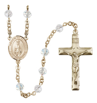 14 Karat Gold-Filled 6mm Austrian Crystal Virgen del Fatima Rosary in Crystal