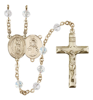 14 Karat Gold-Filled 6mm Austrian Crystal Our Lady of Guadalupe Rosary in Crystal