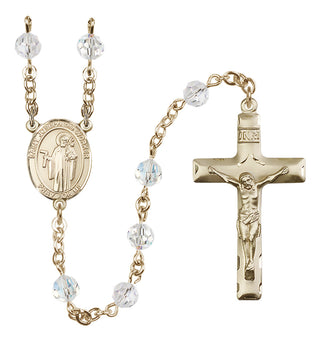14 Karat Gold-Filled 6mm Austrian Crystal Saint Joseph the Worker Rosary in Crystal