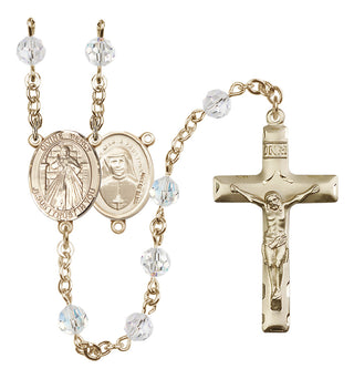 14 Karat Gold-Filled 6mm Austrian Crystal Divine Mercy Rosary in Crystal