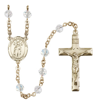 14 Karat Gold-Filled 6mm Austrian Crystal Saint Ivo of Kelmartin Rosary in Crystal