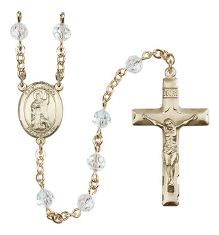 14 Karat Gold-Filled 6mm Austrian Crystal Saint Drogo Rosary in Crystal