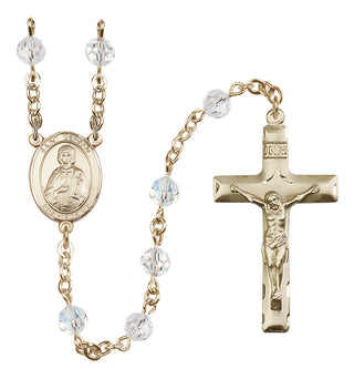 14 Karat Gold-Filled 6mm Austrian Crystal Saint Gerald Rosary in Crystal