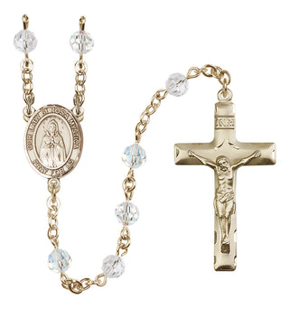 14 Karat Gold-Filled 6mm Austrian Crystal Our Lady of Rosa Mystica Rosary in Crystal