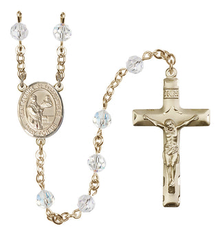 14 Karat Gold-Filled 6mm Austrian Crystal Saint Claude de la Colombiere Rosary in Crystal