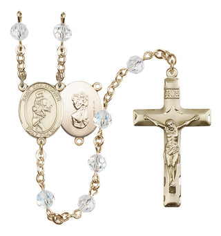 14 Karat Gold-Filled 6mm Austrian Crystal Saint Christopher/Softball Rosary in Crystal