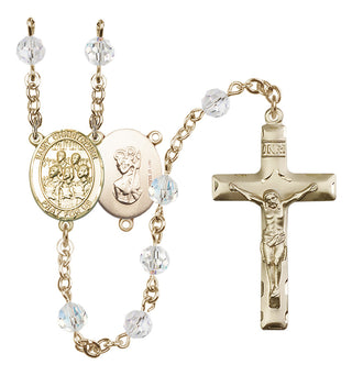 14 Karat Gold-Filled 6mm Austrian Crystal Saint Christopher / Choir Rosary in Crystal