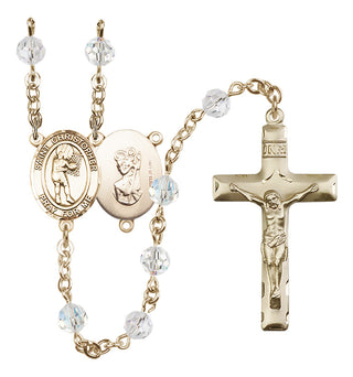 14 Karat Gold-Filled 6mm Austrian Crystal Saint Christopher/Basketball-Women Rosary in Crystal