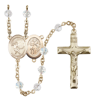 14 Karat Gold-Filled 6mm Austrian Crystal Saint Sebastian / Soccer Rosary in Crystal